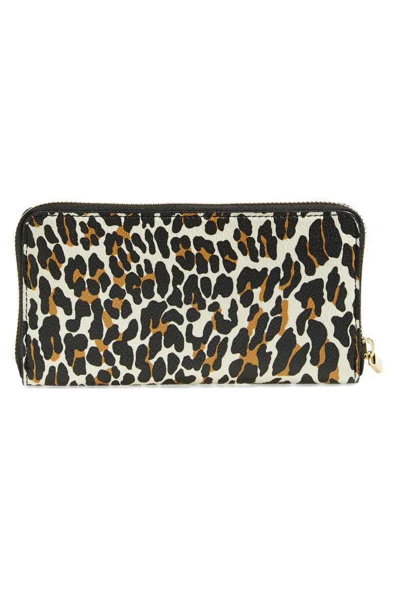 'Plaque' Leopard Print Continental Wallet, Alternate, color, OCELOT LEOPARD
