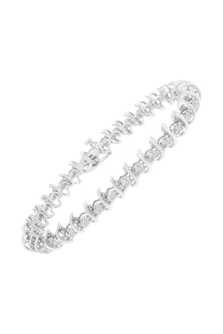 .925 Sterling Silver 1 cttw Prong-Set Diamond Link Bracelet (I-J, I1-I2) - 7.25", Alternate, color, White