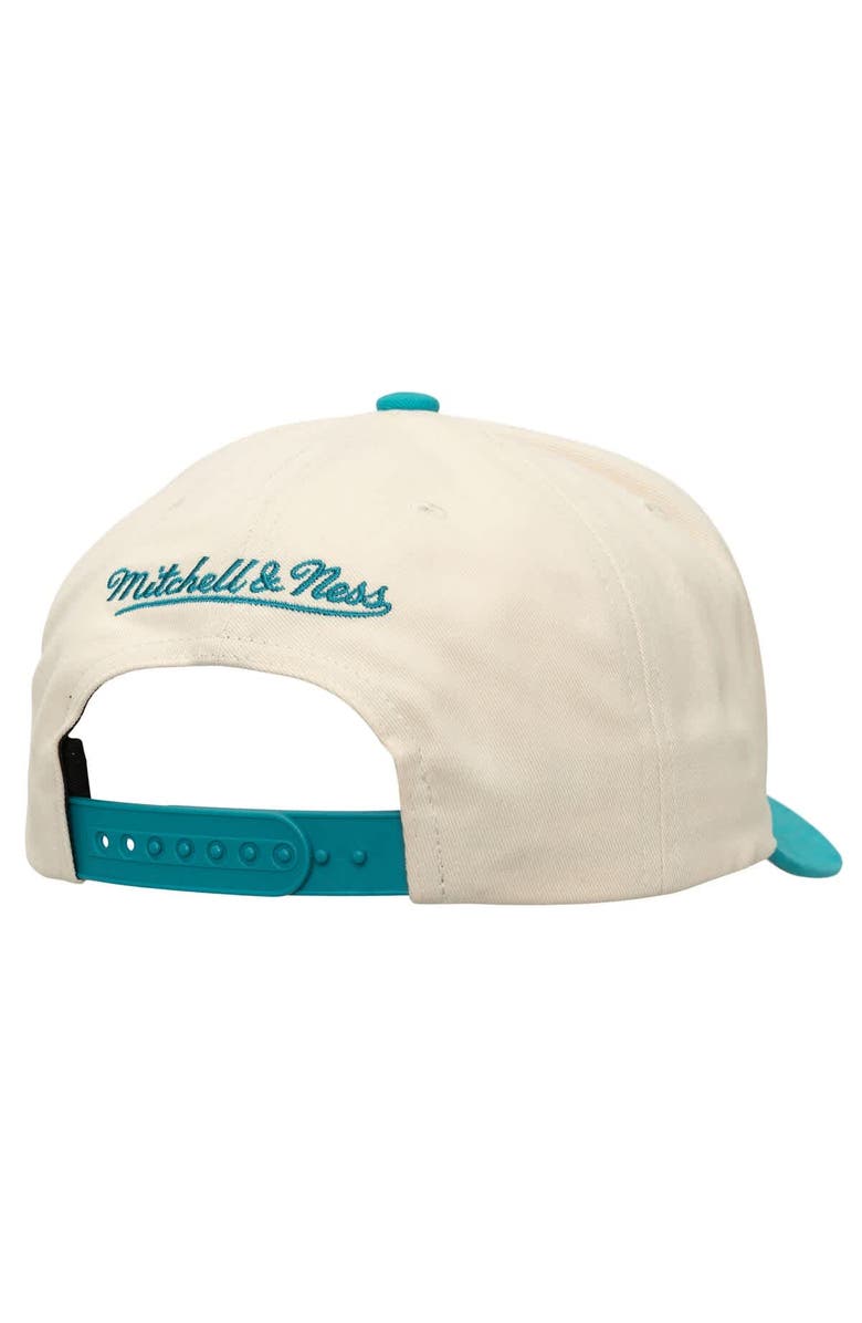 Mitchell & Ness Men's Mitchell & Ness Cream/Teal Charlotte Hornets Soul Festival Staggered Zag Pro Crown Snapback Hat, Alternate, color, 