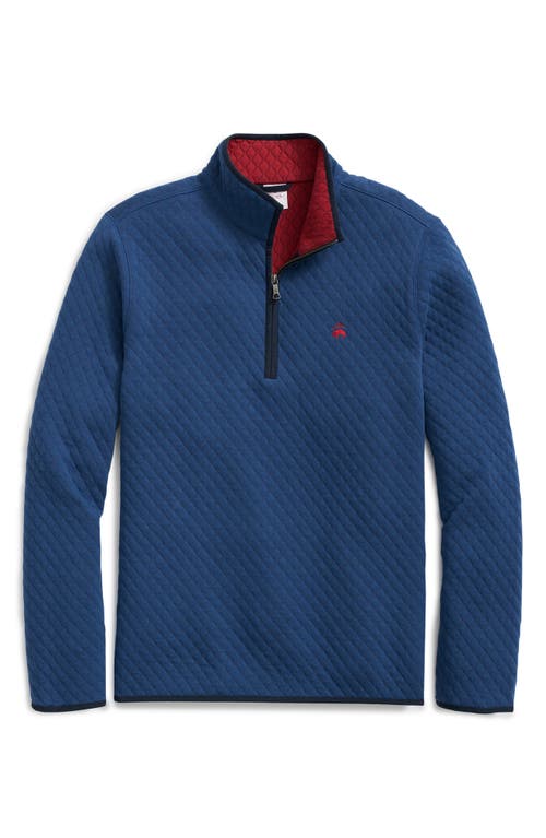 Brooks Brothers Diamond Quilted Half Zip Pullover in Blue/Red 