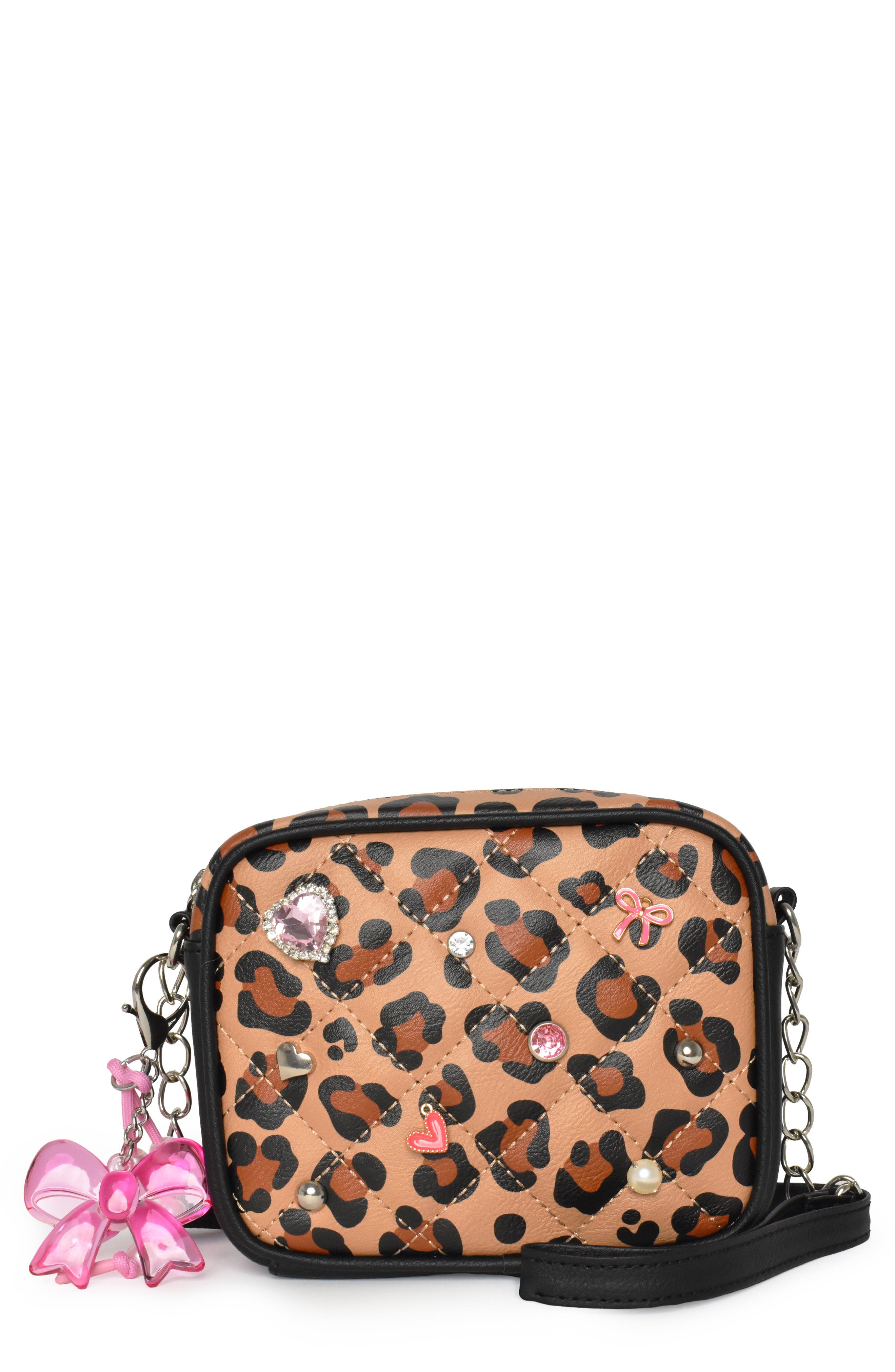 Kids' Leopard Print Crossbody Bag, Main, color, BROWN/ BLACK