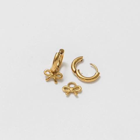 Bow Charm & Endless Hoop Earring Set