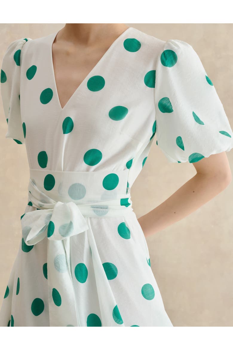 Barrington Polka Dot Midi Dress, Alternate, color, Ivory/Green