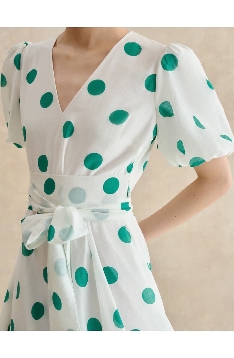 HOBBS LONDON Barrington Polka Dot Midi Dress, Alternate, color, Ivory/Green