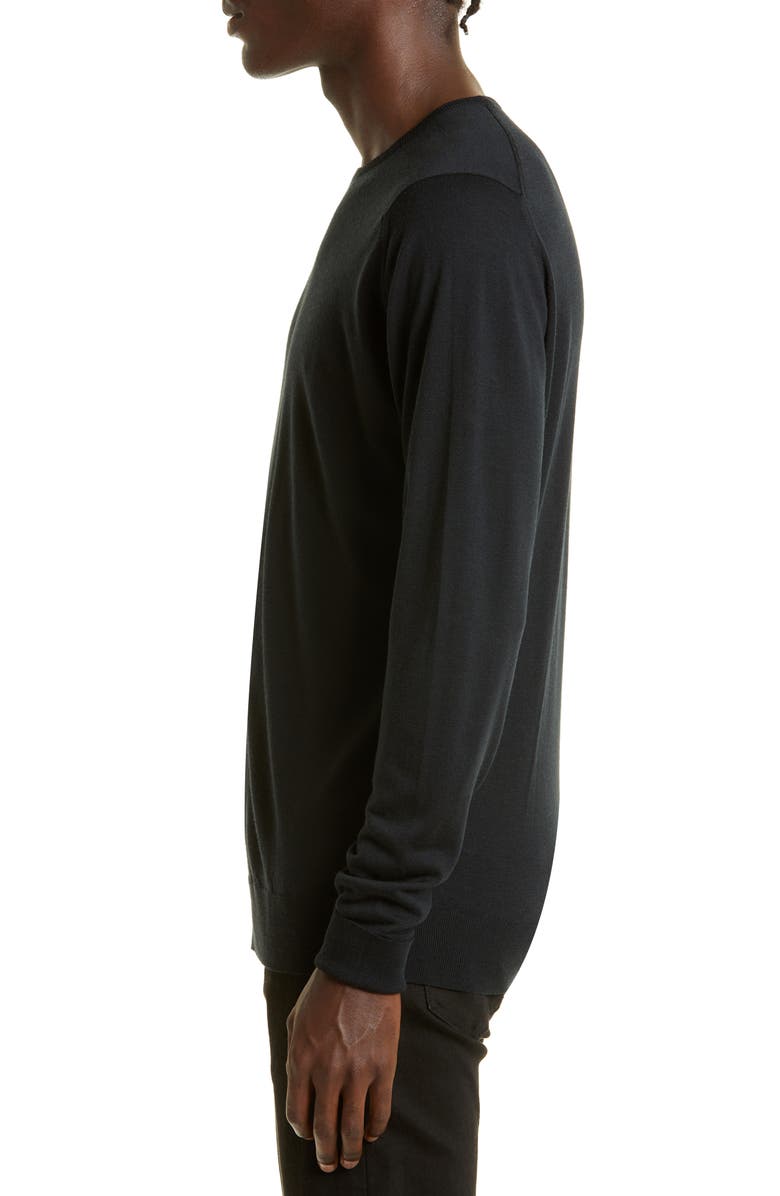 John Smedley Marcus Virgin Wool Crewneck Sweater, Alternate, color, Black