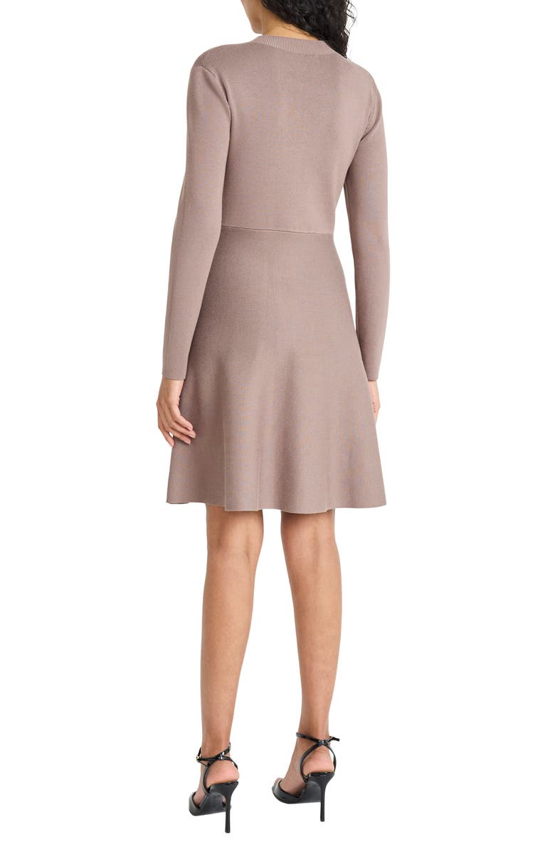 Maggy London Long Sleeve Fit & Flare Sweater Dress, Alternate, color, Taupe