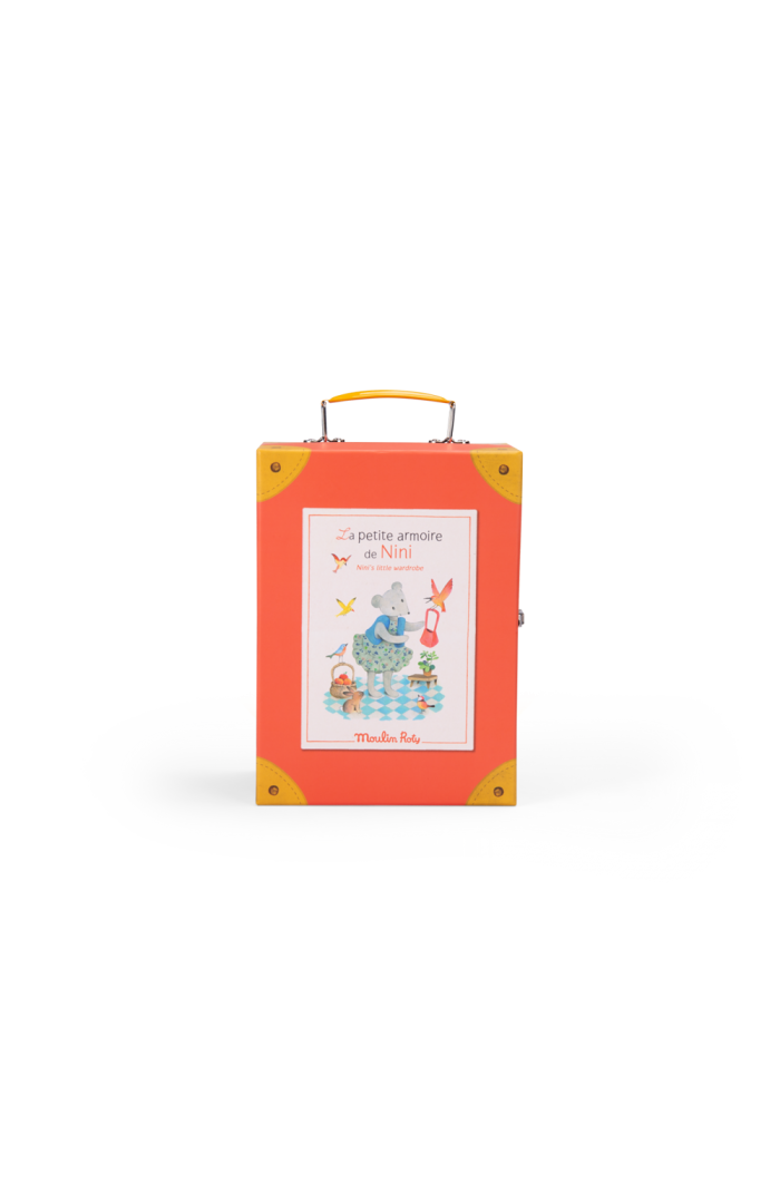 Moulin Roty Nini Little Wardrobe Suitcase The Big Family, Alternate, color, Orange