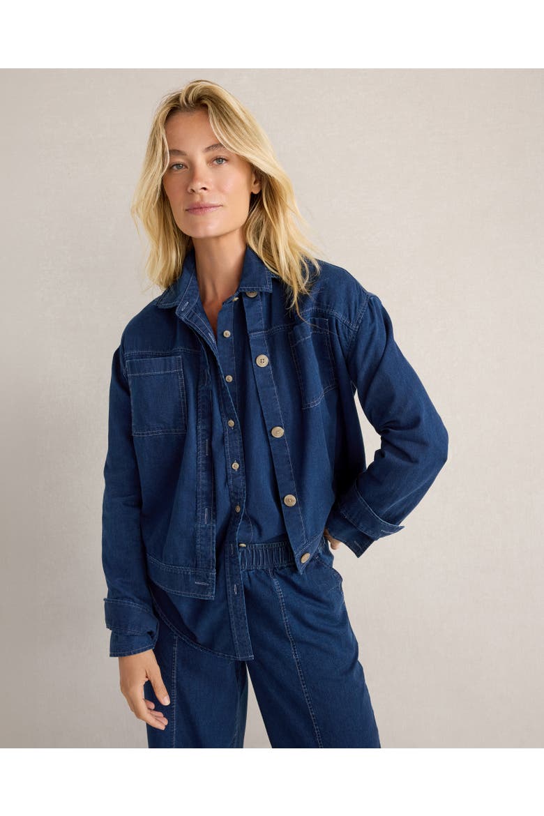 Organic Cotton Denim Boxy Jacket, Main, color, Indigo Ink Wash