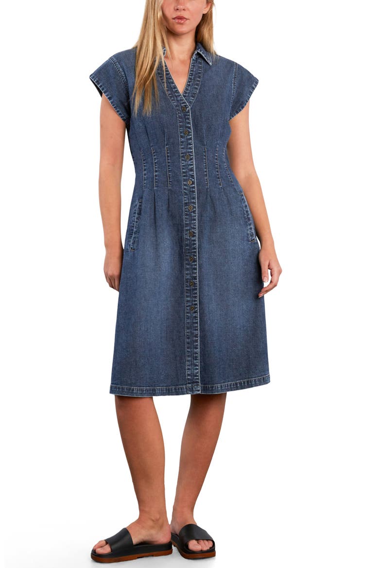 Perfect Pleats Denim Dress, Alternate, color, PETAL DENIM
