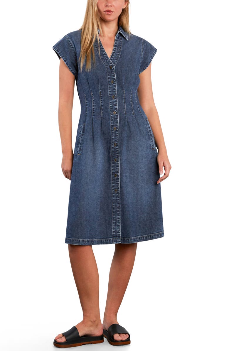 Wash Lab Denim Perfect Pleats Denim Dress, Alternate, color, Petal Denim