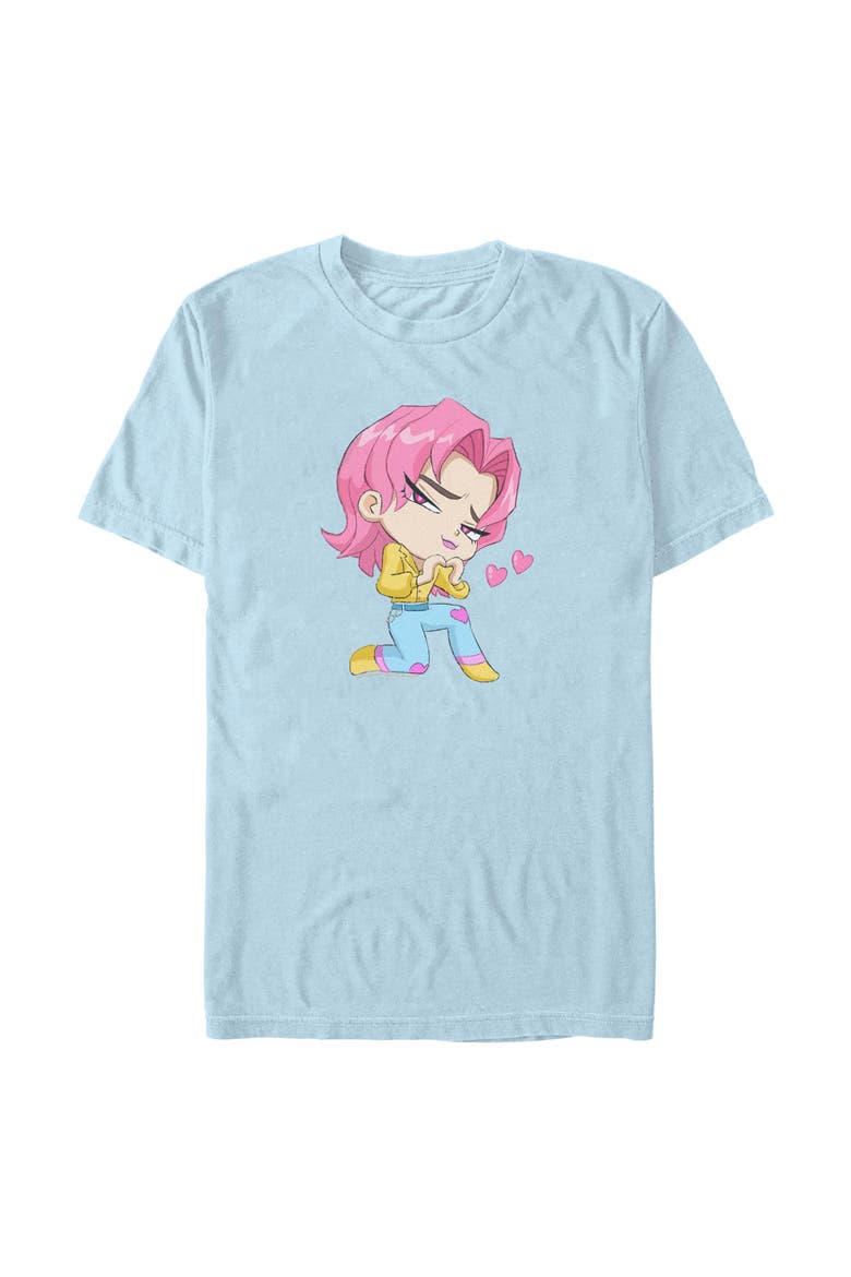Men's Chibi Romance Heart Short Sleeve Graphic T-Shirt, Main, color, Light Blue