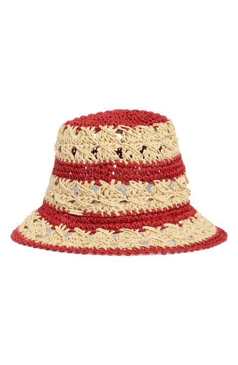 Carly Striped Straw Bucket Hat