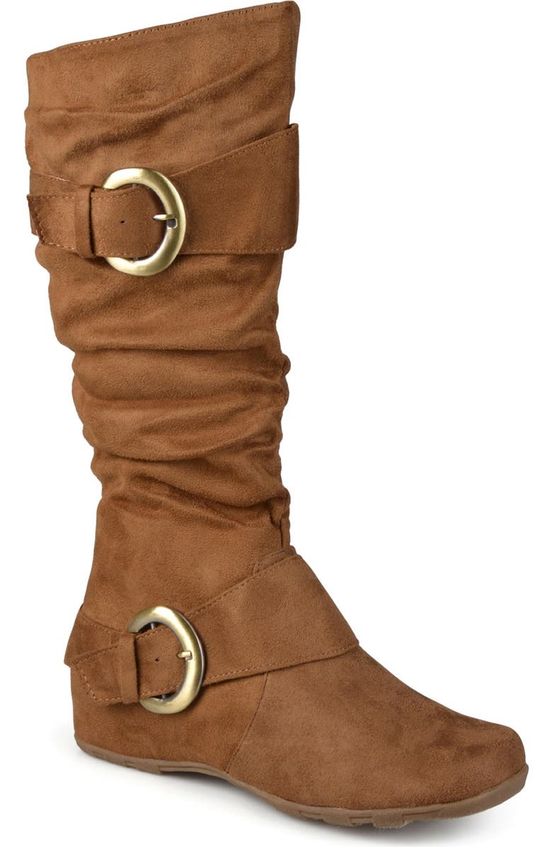 Journee Collection JOURNEE Jester Side Buckle Tall Boot, Main, color, Camel