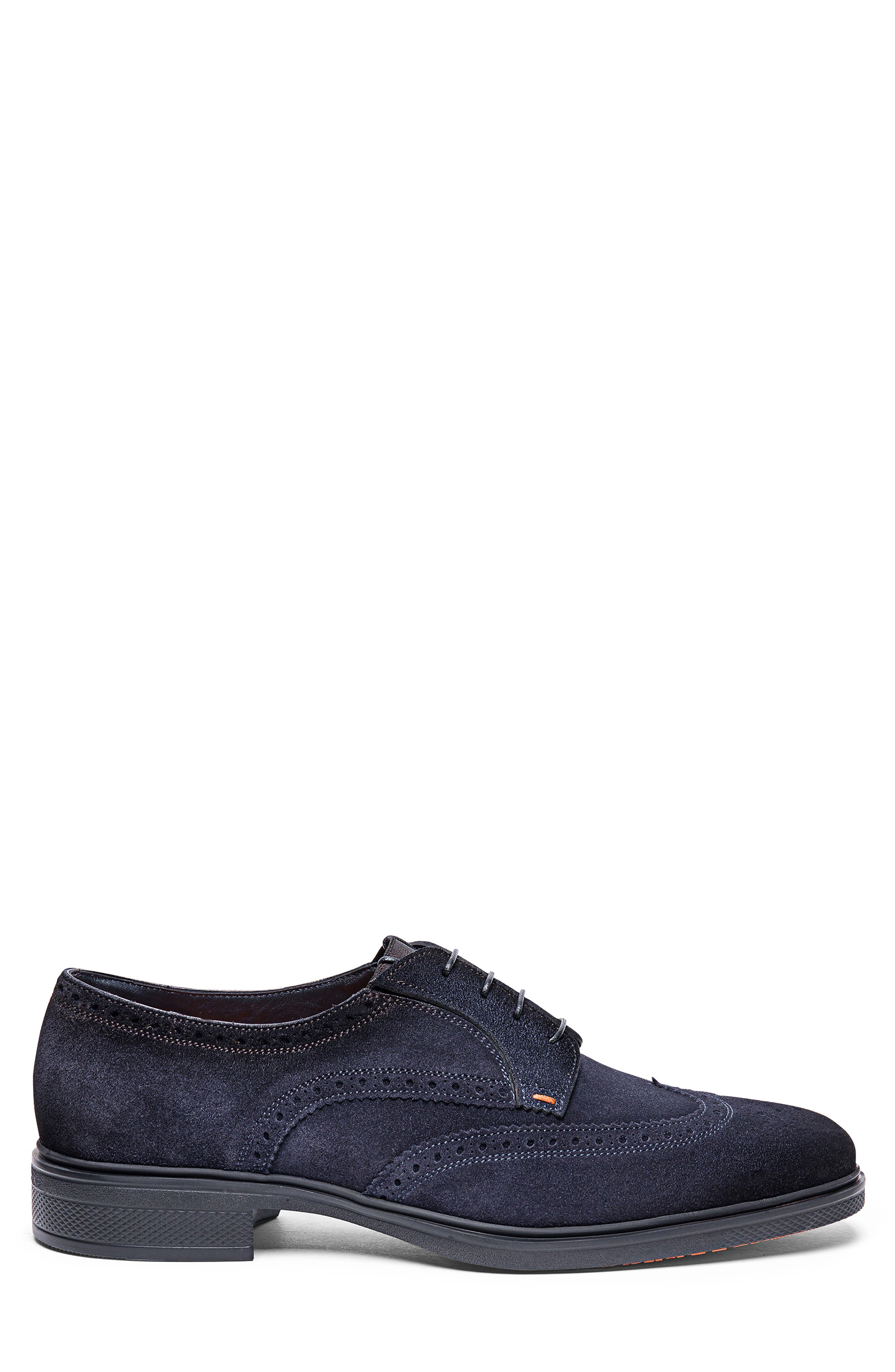 Santoni Easy Wingtip Derby, Alternate, color, Blue