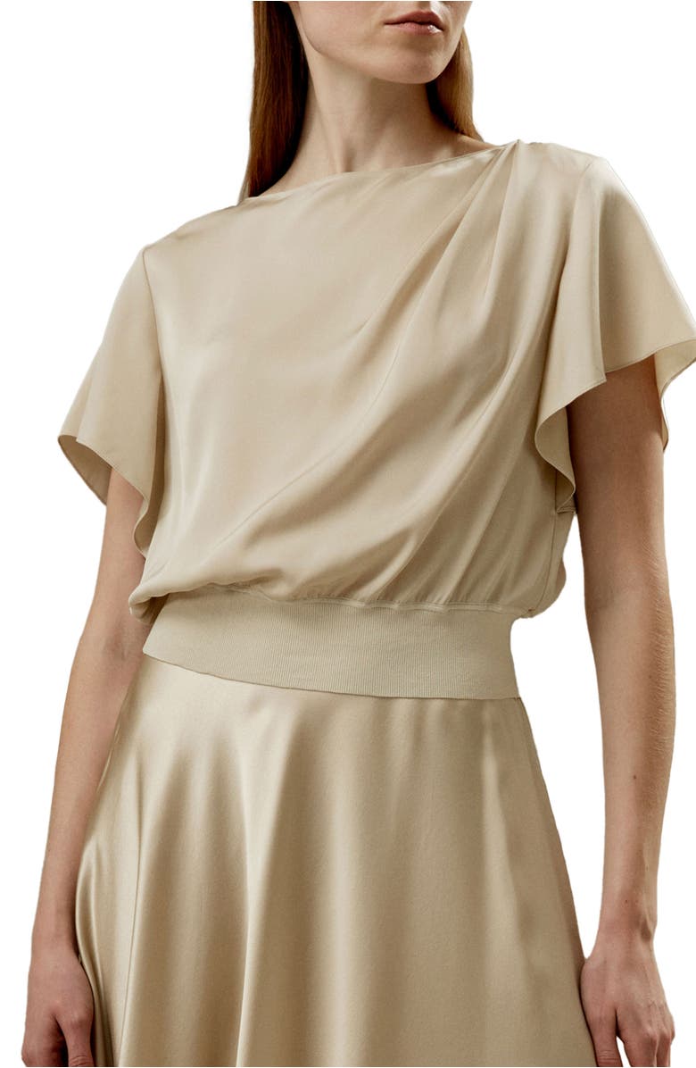 Lilysilk Women's Short Rippled Batwing Sleeves Silk Shirt, Main, color, Cream