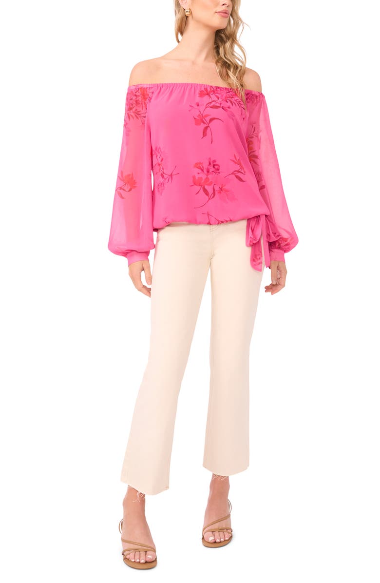 Vince Camuto Floral Off the Shoulder Top, Alternate, color, Raspberry Sorbet