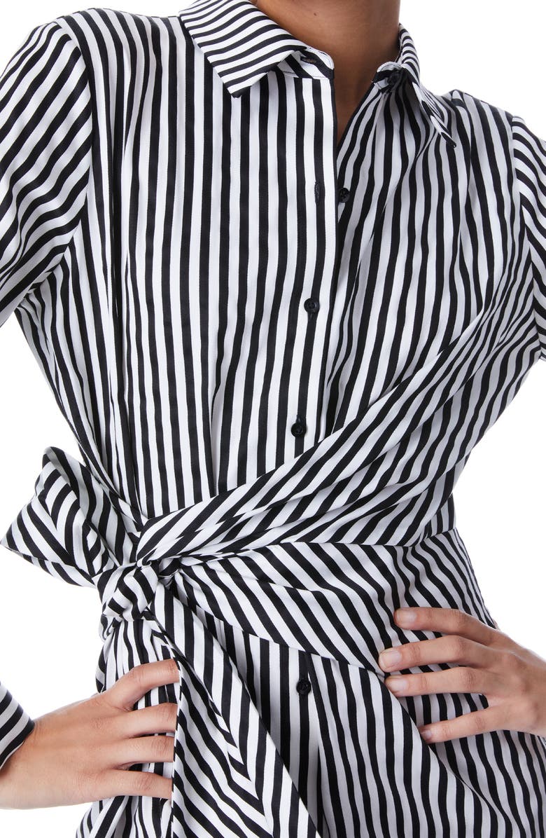 Alice + Olivia Reina Stripe Long Sleeve Stretch Cotton Shirtdress, Alternate, color, 
