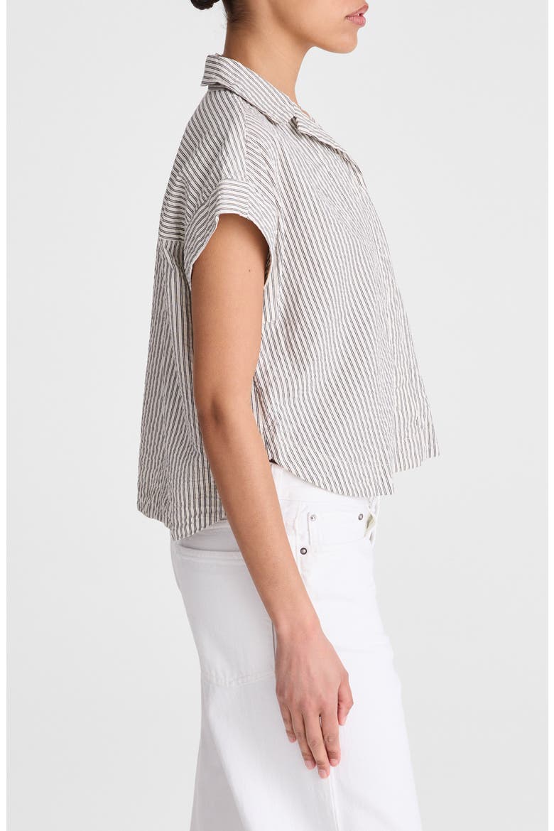 Notch Collar Stripe Cotton Seersucker Popover Shirt, Alternate, color, BLACK VINTAGE IVORY YARNDYE