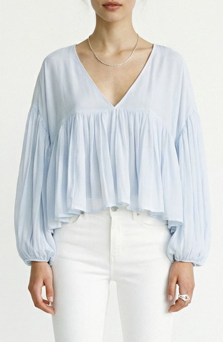 VERO MODA Katie Balloon Sleeve Baby Doll Top, Main, color, Skywriting