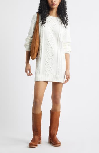 Long Sleeve Cable Knit Sweater Dress