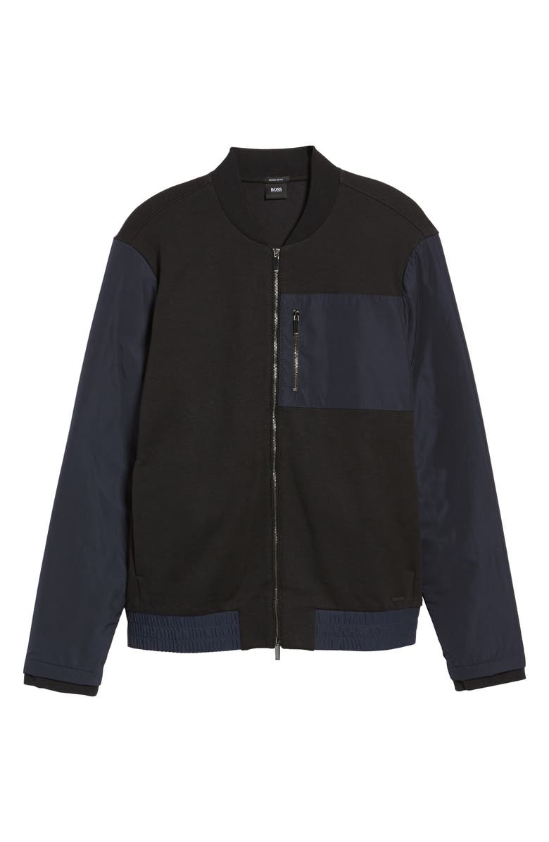 BOSS Skiles 06 Mixed Media Bomber Jacket, Alternate, color, 