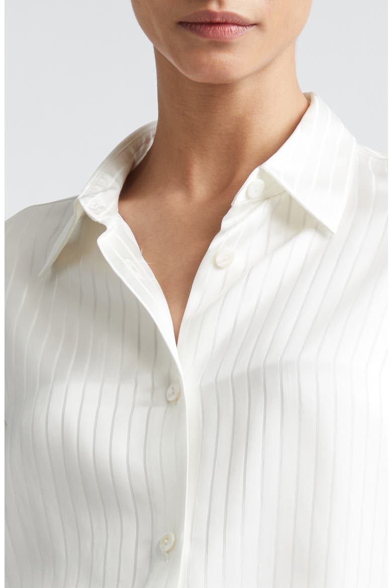 Nicole Jacquard Stripe Button-Up Shirt, Alternate, color, OFF WHITE