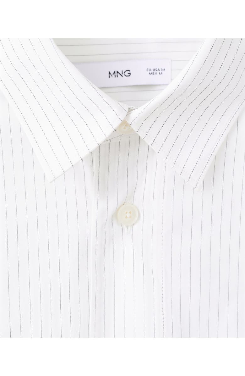 MANGO Relaxed Fit Stripe Button-Up Shirt, Alternate, color, White
