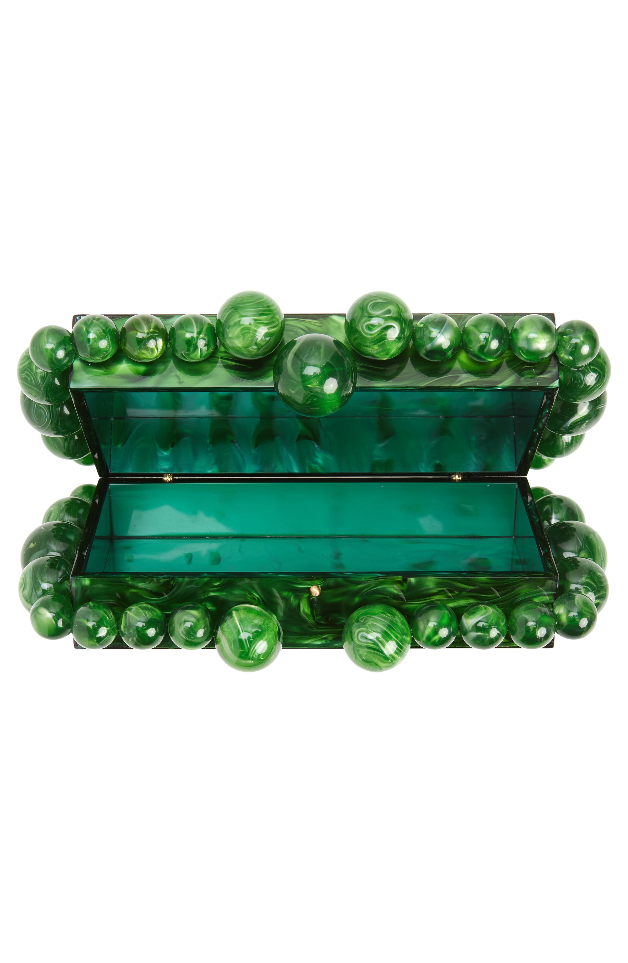 Eos Beaded Acrylic Box Clutch, Alternate, color, MALACHITE