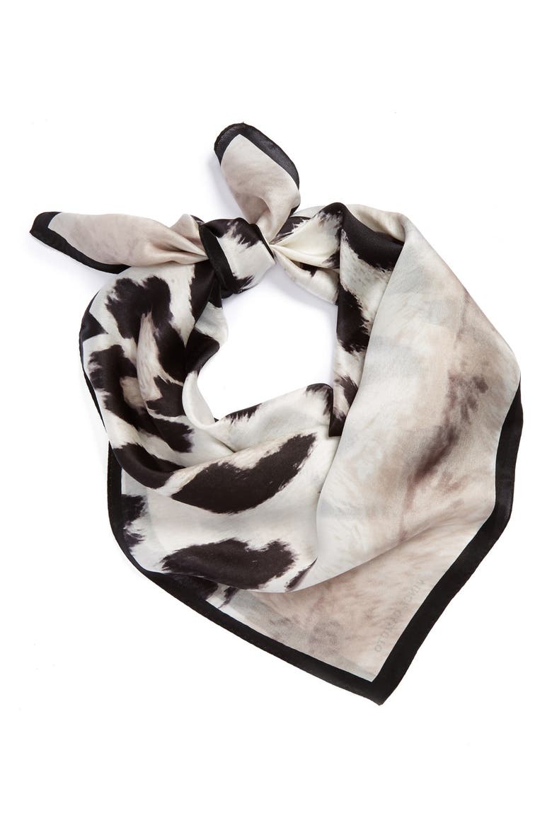 'Wild Thing' Silk Scarf, Main, color, BLACK
