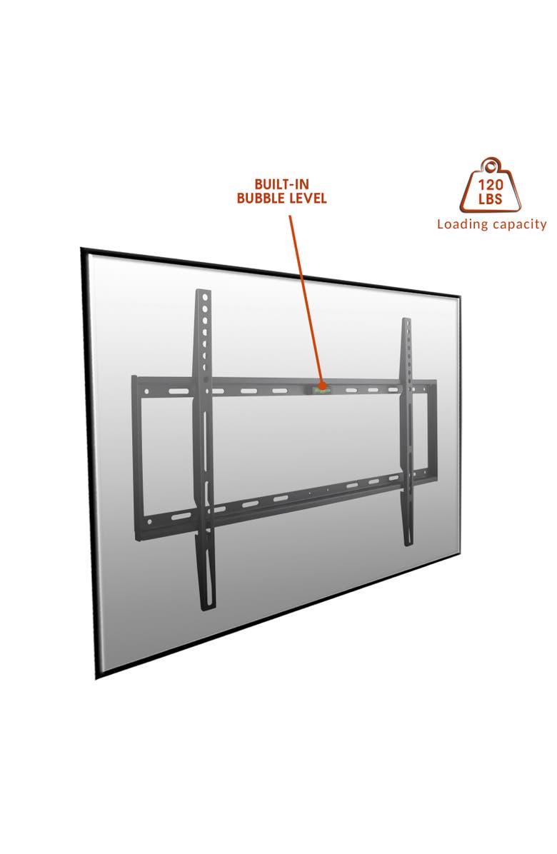 Megamounts Fixed Wall Mount with Bubble Level for 32-70in LCD, LED, and Plasma Screens, Alternate, color, Black