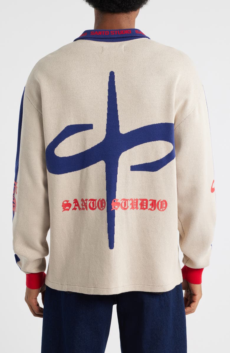 SANTO STUDIO Old English Collar Sweater, Alternate, color, Cream