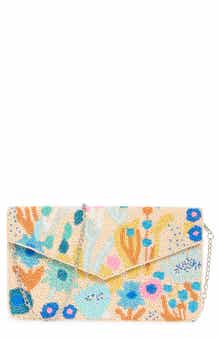 Collection XIIX Beaded Abstract Floral Flap Clutch