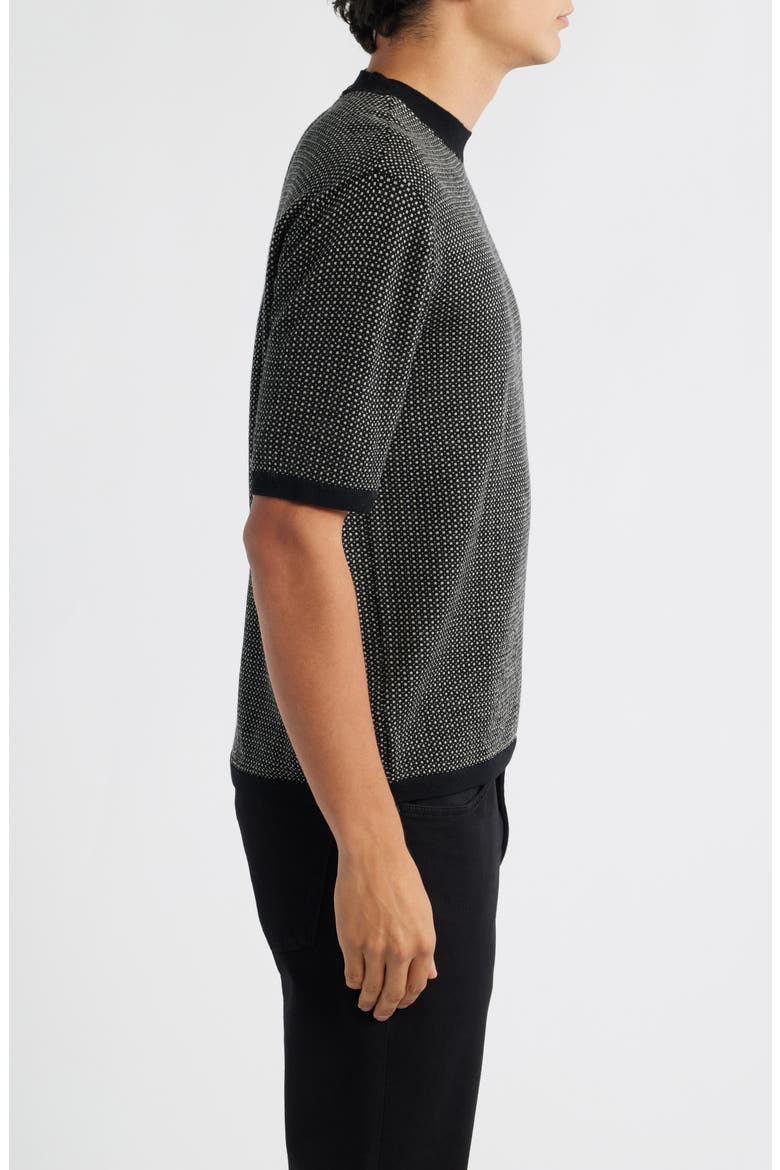 Short Sleeve Virgin Wool Sweater, Alternate, color, BLACK