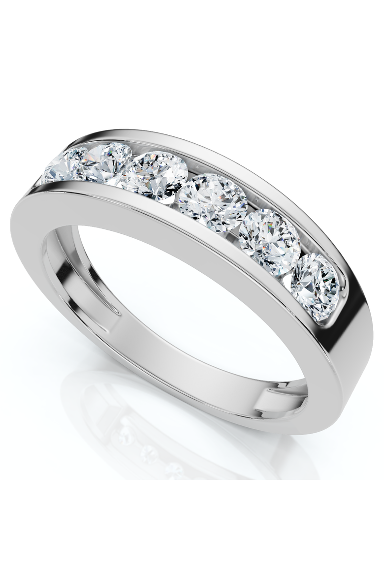 1Ct Diamond Channel Set Polished Wedding Band Mens Ring 14k Gold Lab Grown, Alternate, color, 14k White Gold