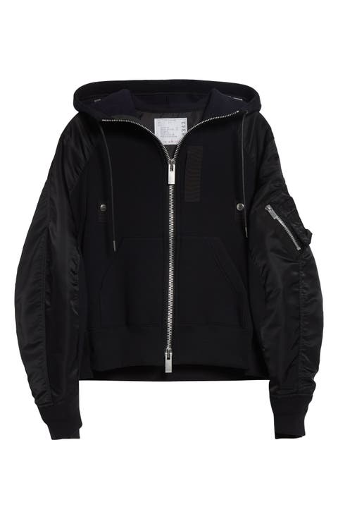 Sponge Sweat x Nylon Twill Full Zip Hoodie