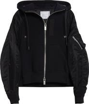 Sacai Sponge Sweat x Nylon Twill Full Zip Hoodie