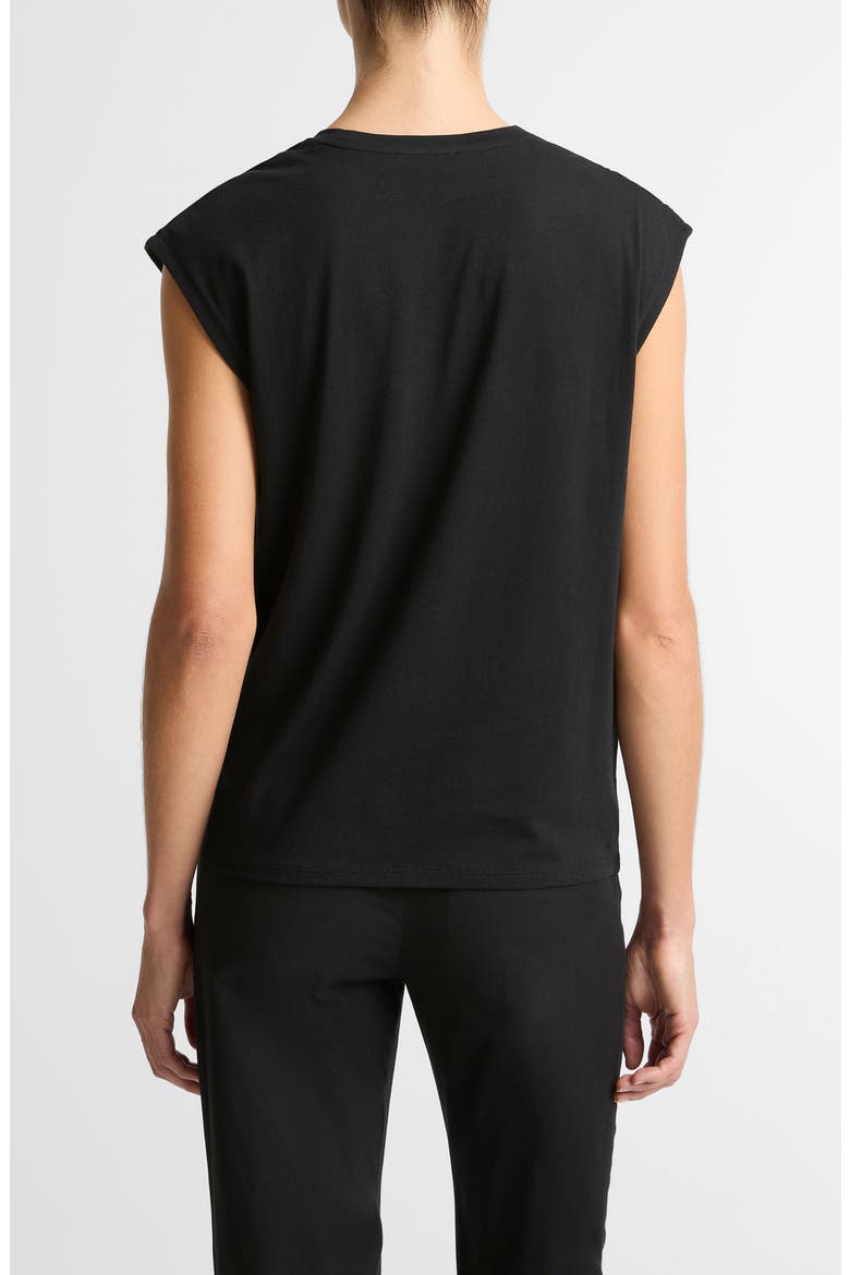 Cap Sleeve Drape Top, Alternate, color, BLACK