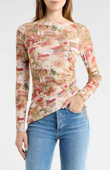 Madden Girl Boat Neck Asymmetrical Ruched Long Sleeve Top