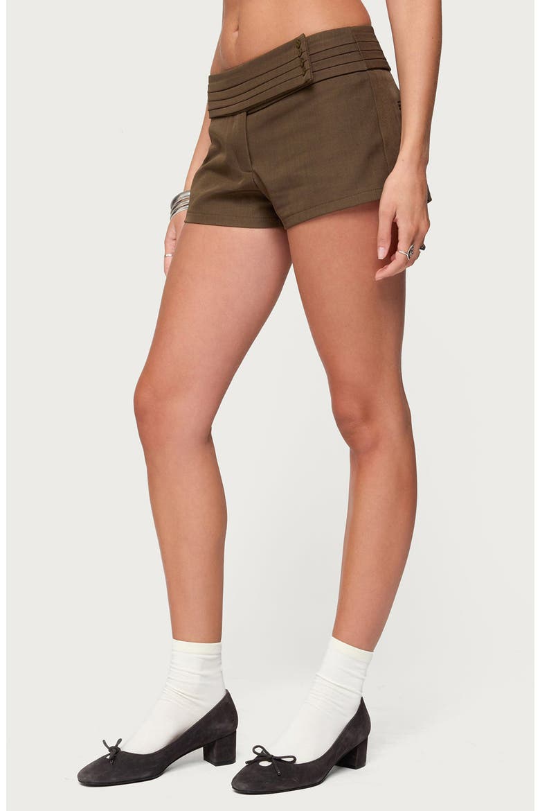 Karla Pleated Micro Shorts, Alternate, color, BROWN