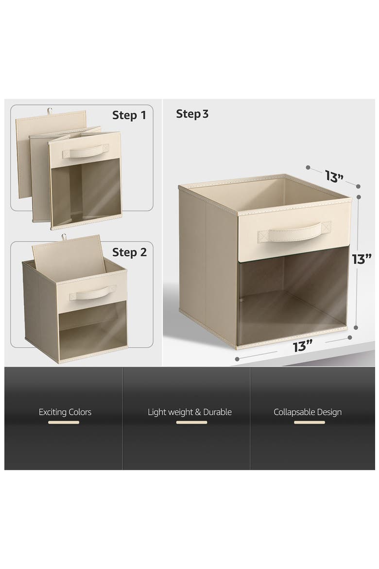 6-Pack Collapsible Window Storage Cubes, Alternate, color, BEIGE