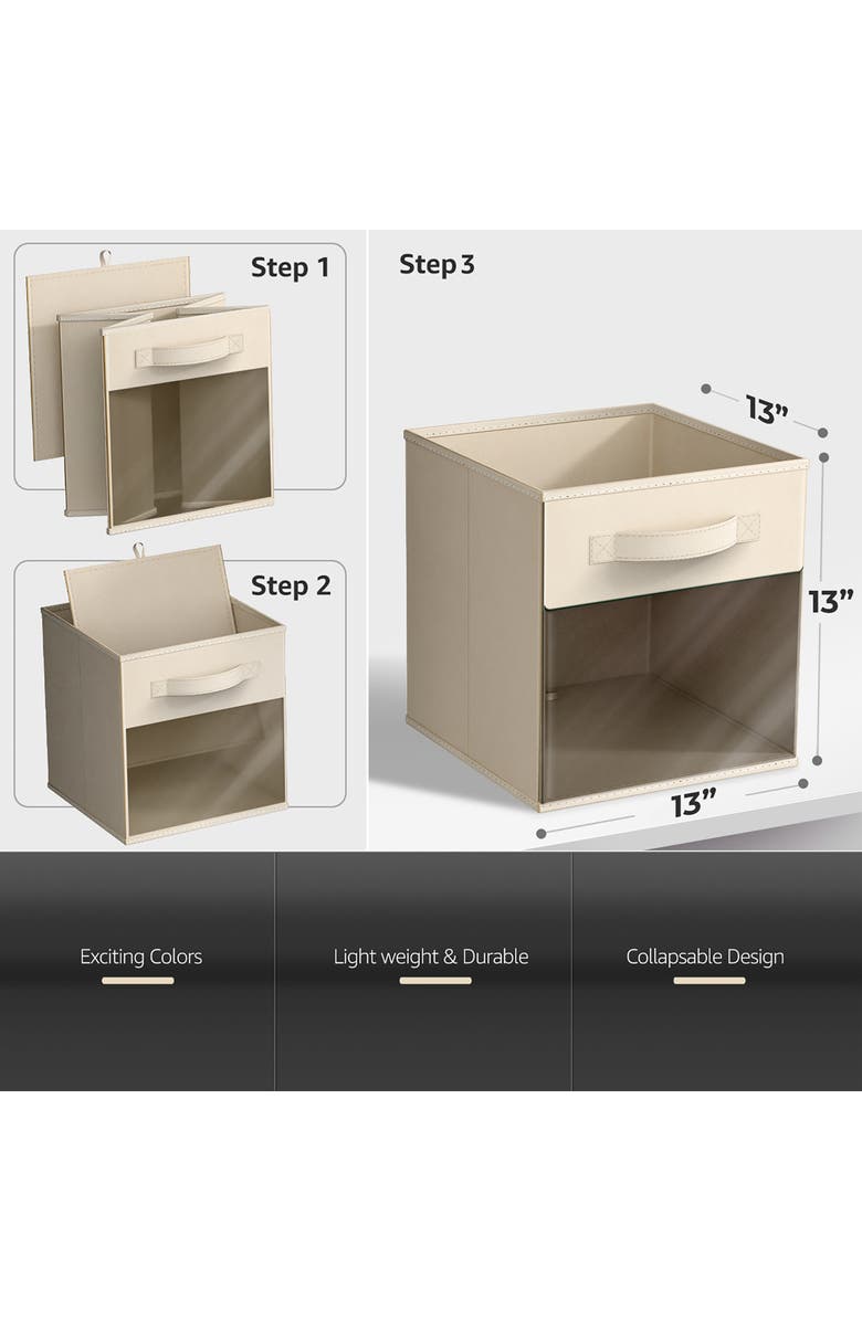 SORBUS 6-Pack Collapsible Window Storage Cubes, Alternate, color, Beige