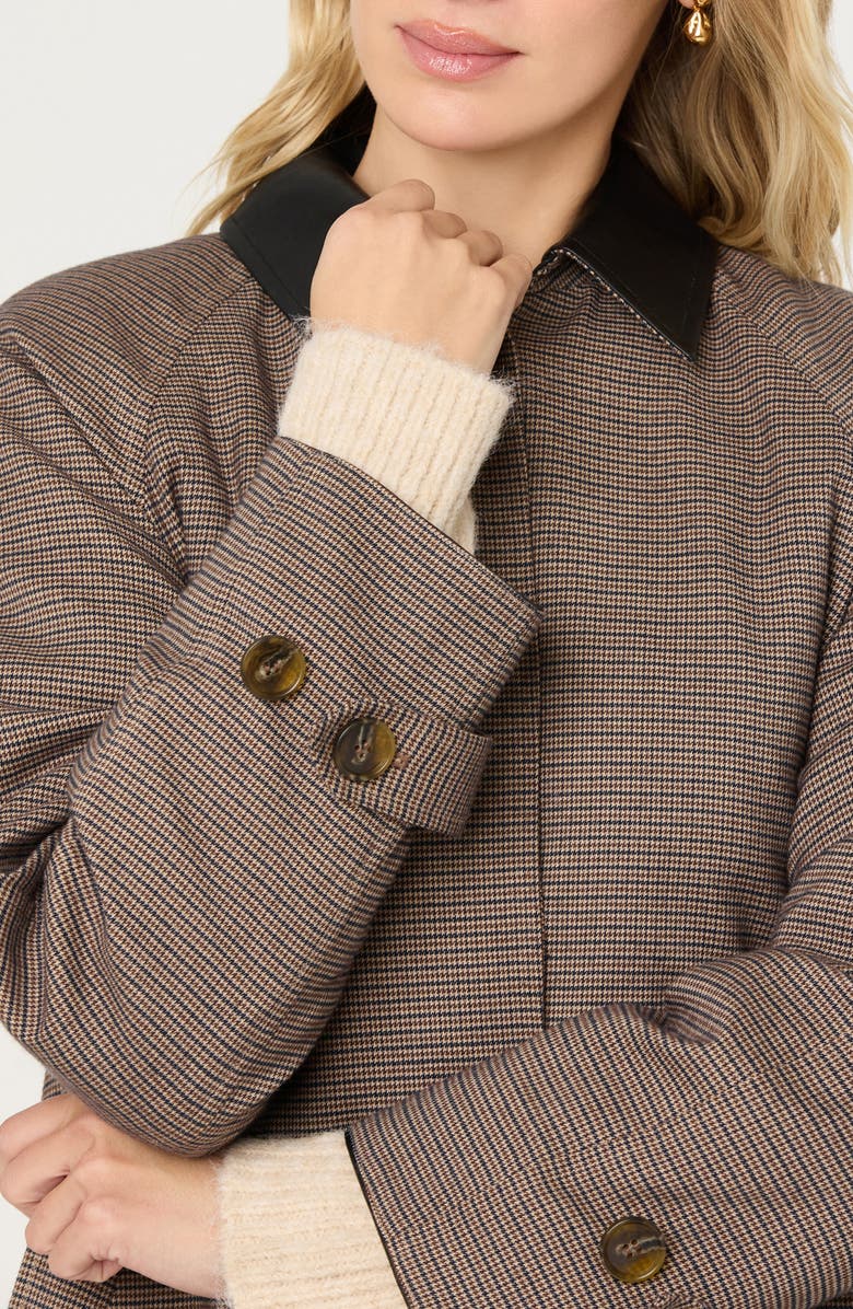 ASTR the Label Raiden Faux Leather Collared Coat, Alternate, color, Brown Plaid