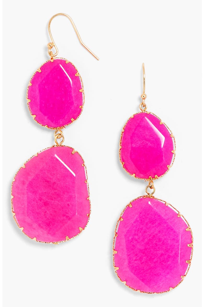 'Boho' Drop Earrings, Main, color, HOT PINK/ GOLD