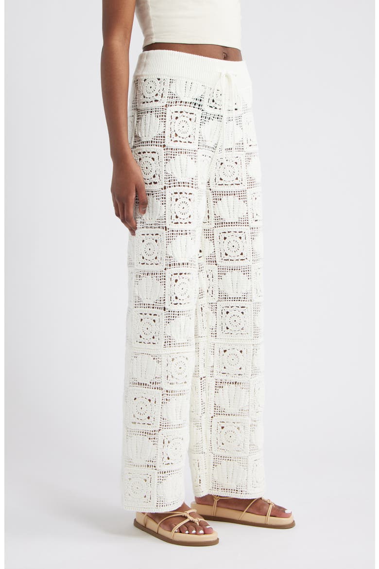 x LSPACE Maja Seashell Patchwork Crochet Wide Leg Pants, Alternate, color, WHITE SEA SHELL CROCHET