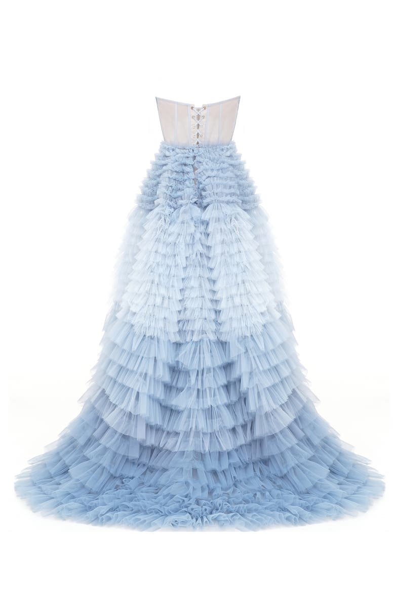 Milla Light Blue Strapless Frill-Layered Fluffy Dress, Alternate, color, Light Blue