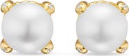 David Yurman Pearl Classics Stud Earrings in 18K Yellow Gold & Diamonds, 6.6mm