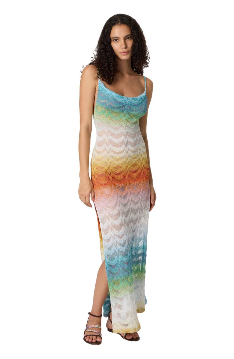 Missoni Long Cover-up Dress In Shaded Lamé Viscose, Main, color, Multicoloured