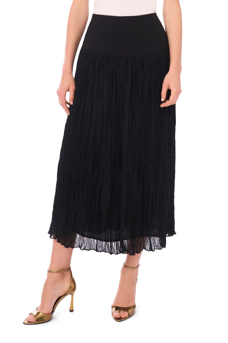 Crinkle Midi Skirt, Main, color, RICH BLACK