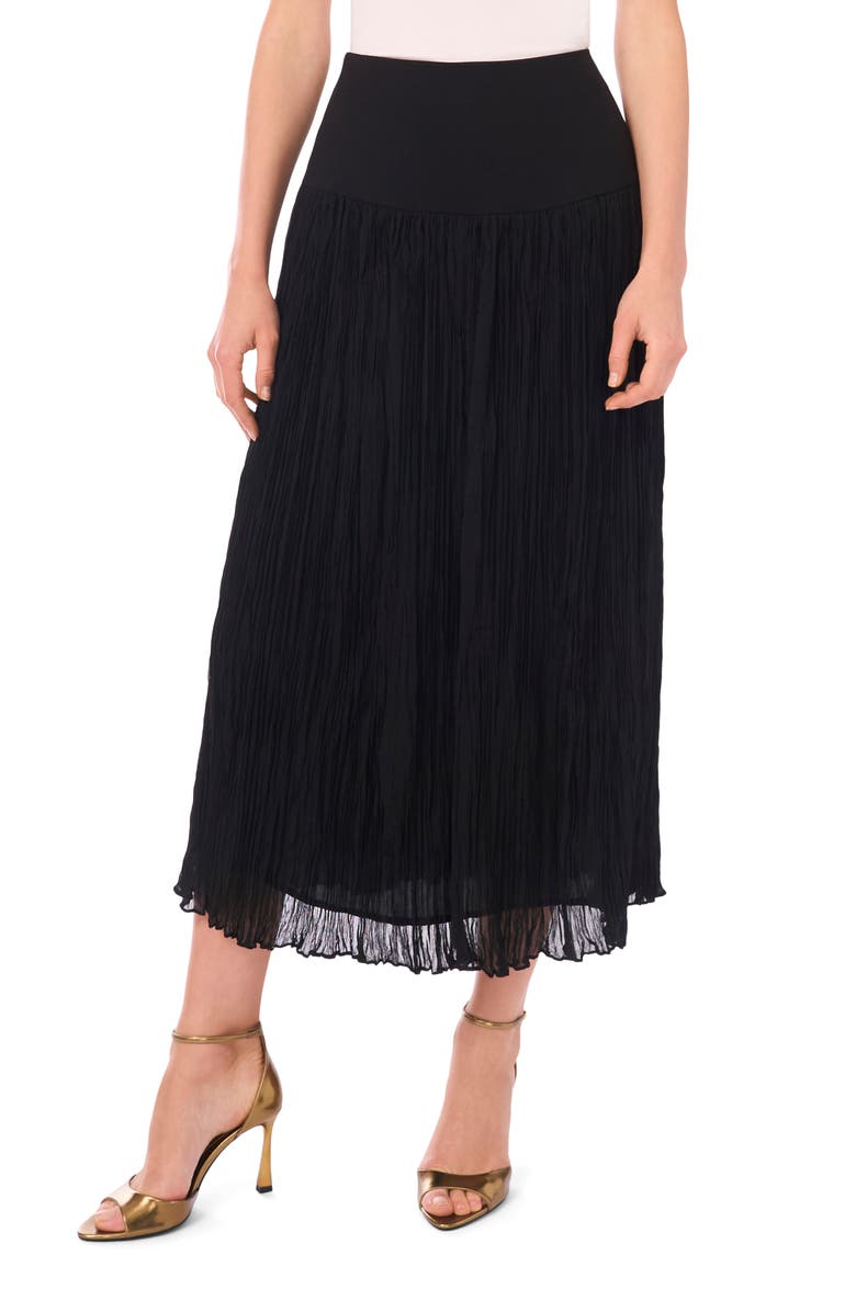 Vince Camuto Crinkle Midi Skirt, Main, color, Rich Black