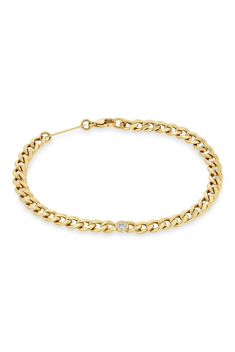 Floating Diamond Bezel Curb Chain Bracelet, Alternate, color, YELLOW GOLD